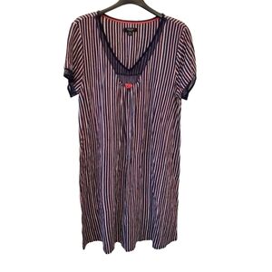 Simply Vera Vera Wang Medium Lace Trim Vertical Stripe Sleep Dress Stretchy